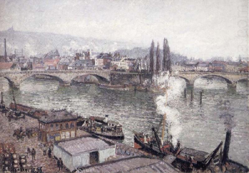 Camille Pissarro The Stone bridge in Rouen,dull weather china oil painting image